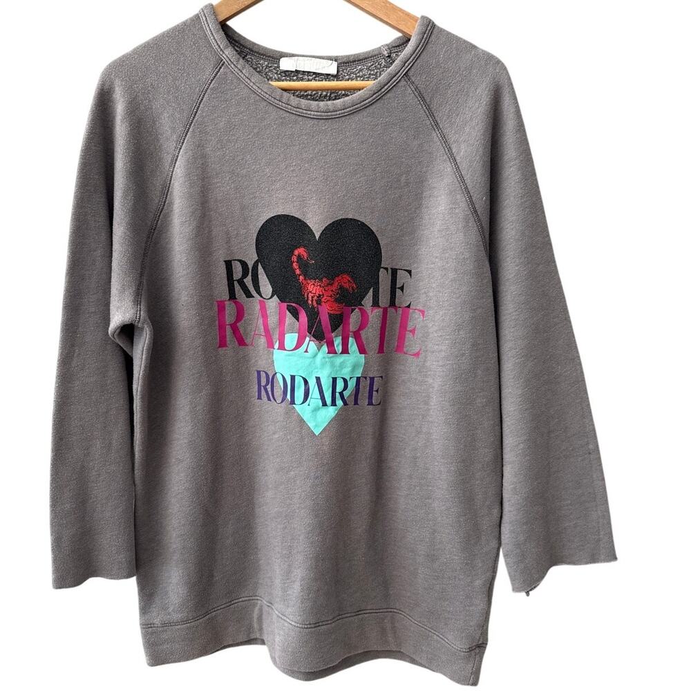 Rodarte RARE Logo Heart Scorpion‎ Worn-In Gray Crewneck Sweater Size Medium